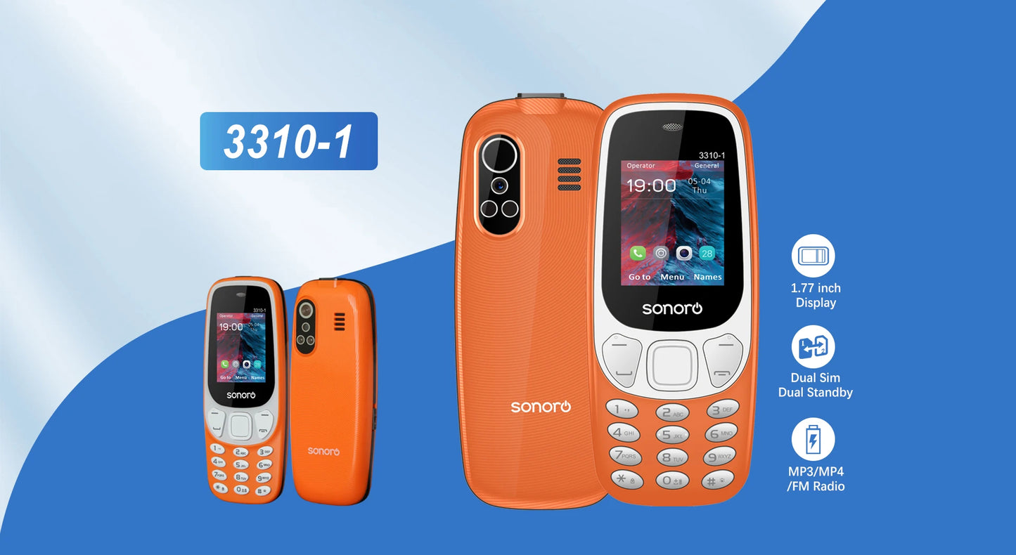 MKTEL 3310-1 Feature Phone 1.77inch 800mAh Battery Display Dual SIM Dual Standby MP3/MP4/FM/Radio Torch Senior Phone