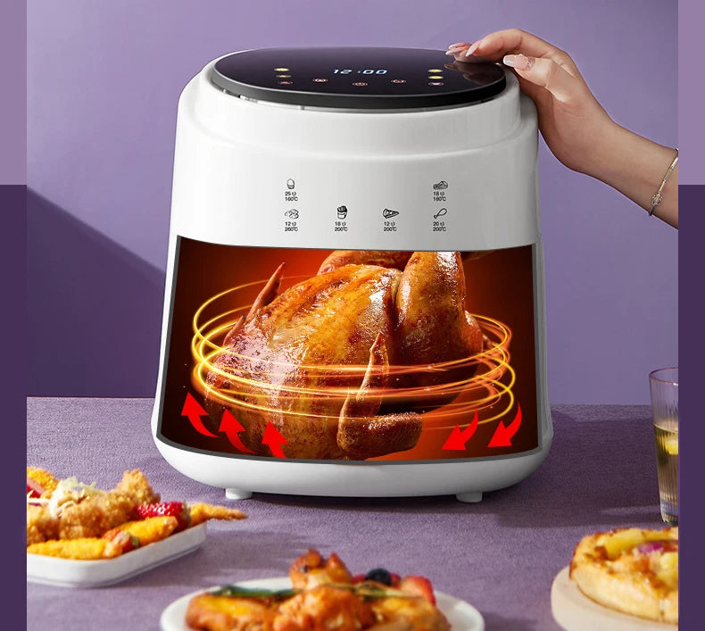 900W 110V-220V Household 8L Air Fryer No Oil Electric Fryer with Gridiron Intelligent Touch Screen Oven for Whole Chicken