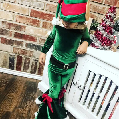 2024 Green Elf Girls Christmas Costume Festival Santa Clause for Toddler New Year Kids Baby Clothing Set Fancy Xmas Party Outfit