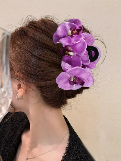 AWAYTR Phalaenopsis Flower Hair Claw Clips for Women Girls Hair Clip Barrette Gladiolus Hair Clamps Headwear Hair Accessories