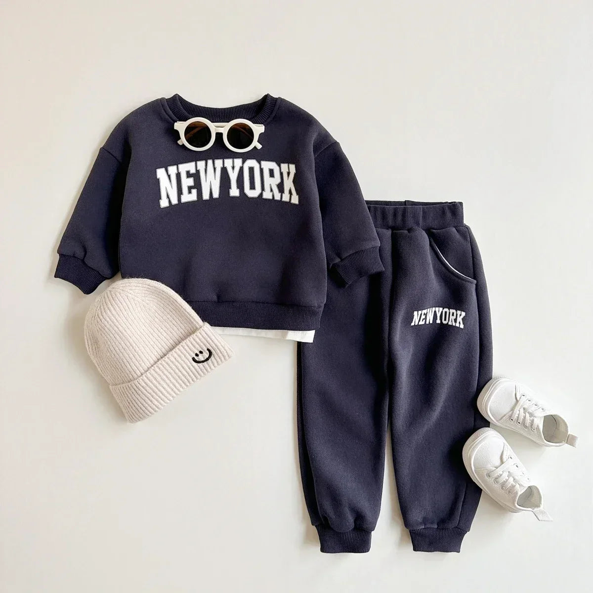 Baby Clothing Set Boys Girls Hoodie 2PCS Set Print Letter Patterns Sports Suit Sweatshirt  Winter Outfit Thickened Clothing