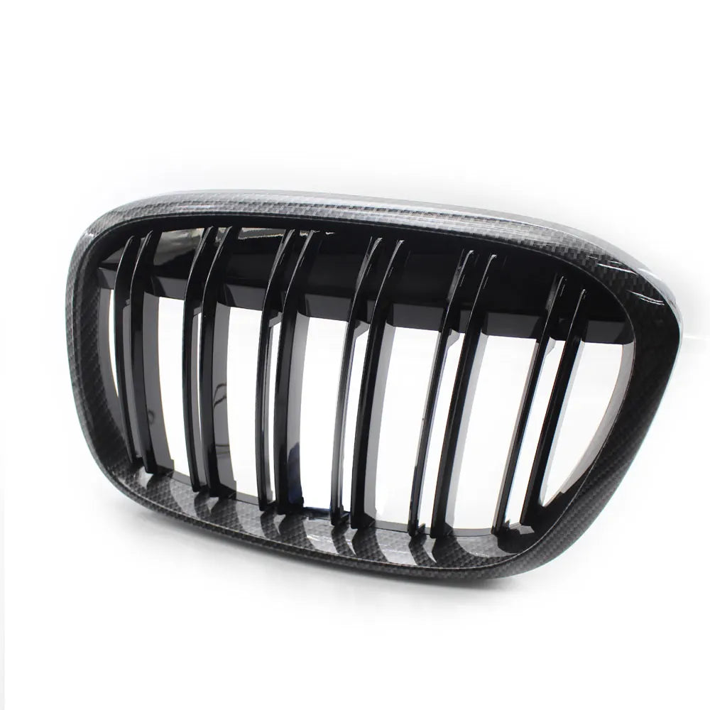 Gloss Black Front Bumper Kidney Grill Grilles For BMW X1 F48 F49 2016 2017 2018 2019 2020 XDrive Double Line M Style