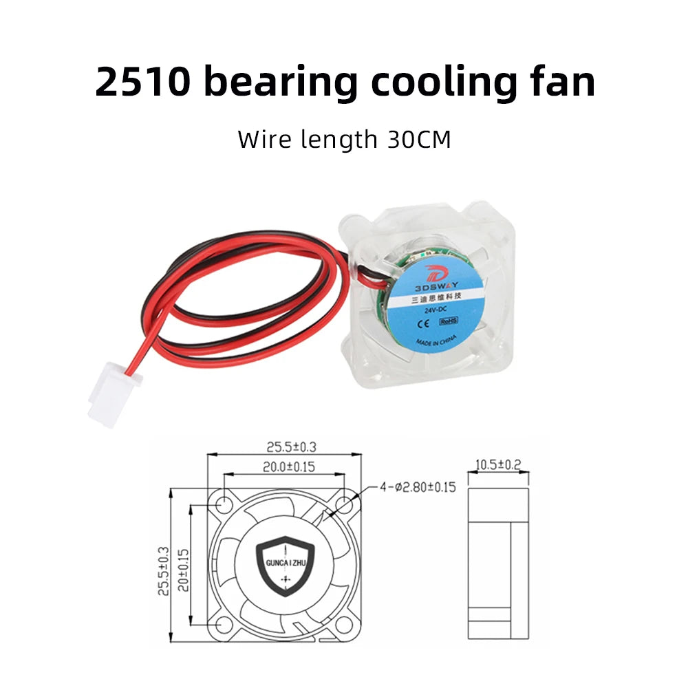 2510 3010 4010 Voron Cooling Fan DC 12V 24V Mini Brushless Hotend Cooling Fan Hydraulic Bearing Fan RGB LED for 3D Printer Parts