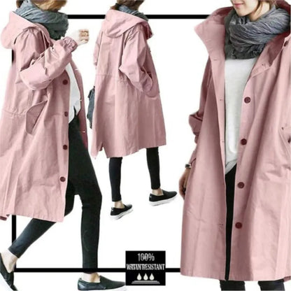 New Korean Version Y2K Trench Coats Women Casual Style Solid Loose Long Hooded Coat 2024 Spring Autumn Elegant Outwear Female