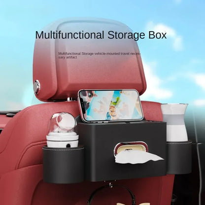 For Tesla Model 3 Y Leather Car Seatback Multi-Functional Storage Box Car Seat Back Organizer Rack Car Seat Rear Tissue Box