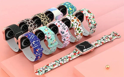 Black Unity Band For Apple Watch strap 44mm 45mm Ultra 2 49mm 41mm 40mm Printed silicone leopard bracelet iWatch 9 8 7 6 5 4 SE