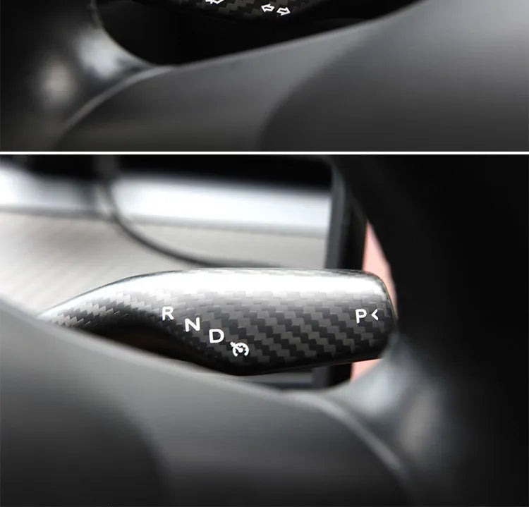 2PCS For Tesla Model 3 2023 Real Carbon Fiber Column Shift Protective Cover Decorative Stickers 2022 Tesla Model Y Accessories