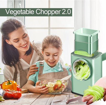 LMETJMA New Rotary Vegatble Grater Manual Mandoline Slicer With 3 Drum Blades Kitchen Vegetable Slicer Grater Cutter KC0447