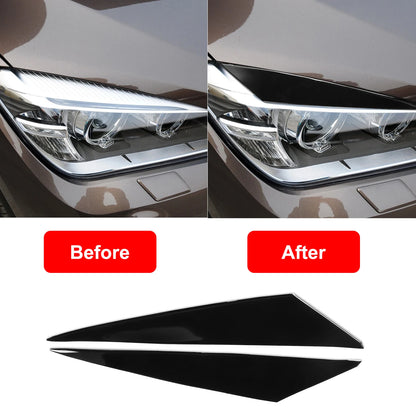 For BMW X1 E84 2009-2014 2pcs Piano Black Car Front Headlights Eyebrow Eyelids Cover Trim Car Exterior Tuning Accessories