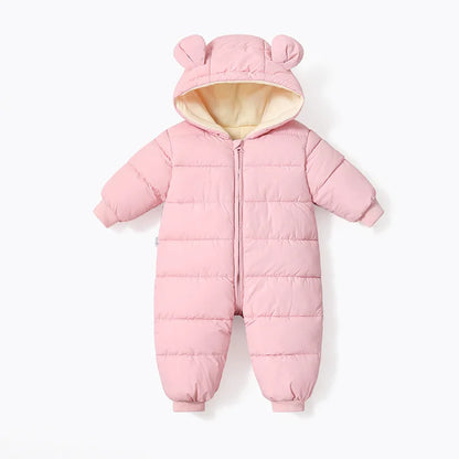 Christmas and New Year clothing Winter newborn toddler jumpsuit Down jacket Girl hooded long sleeved thickened jumpsuit