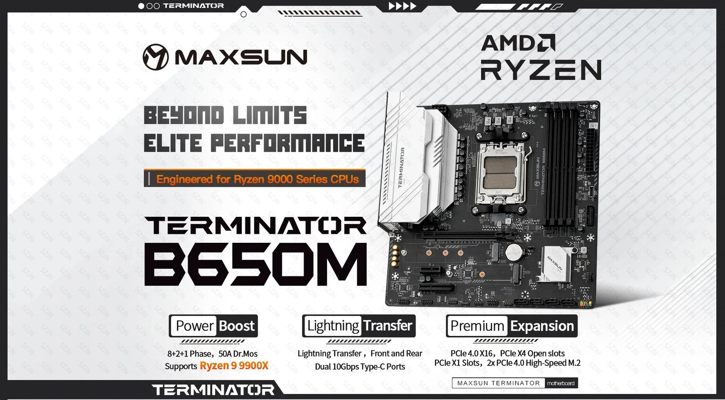 Maxsun AMD Ryzen Set R5 7500F with B650 Motherboard DDR5 32GB Support E-key PCIE&USB Protocol WIFI ARGB 2*NVME M.2 Gameing Board