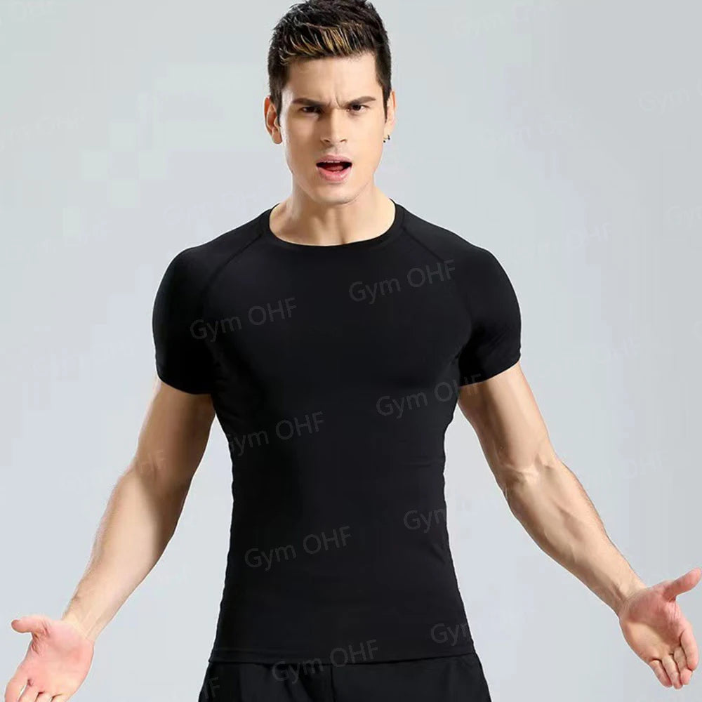 Men Gym Fitness Workout Tights Sport Jersey Athletic Running Shirt Compression Long Sleeve T Shirt Men Elastic Training T-shirt