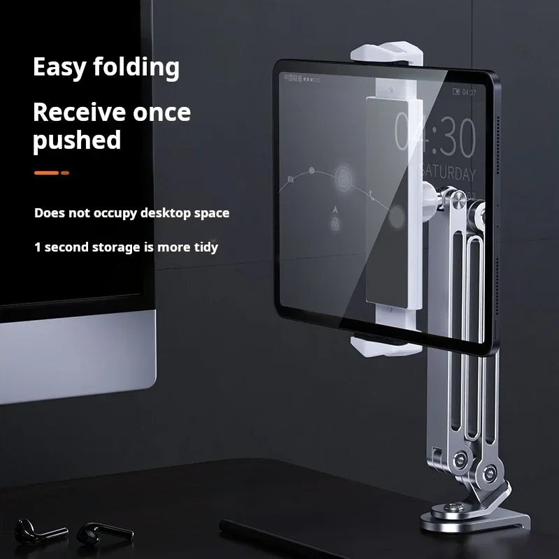 Aluminum Alloy Lazy Cantilever Foldable Tablet Holder Stand, Easily Folded, Supports 4-12.9 Inch Tablets and Mobile Phones