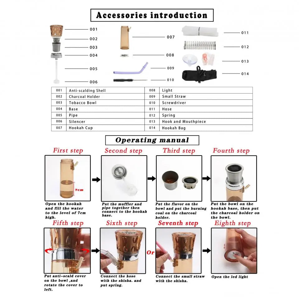 Portable Shisha Hookah Arabic Hookah Cup Removable Fashionable Hookah Holder Narguile Led Car Hookah Household Hookah In The Car