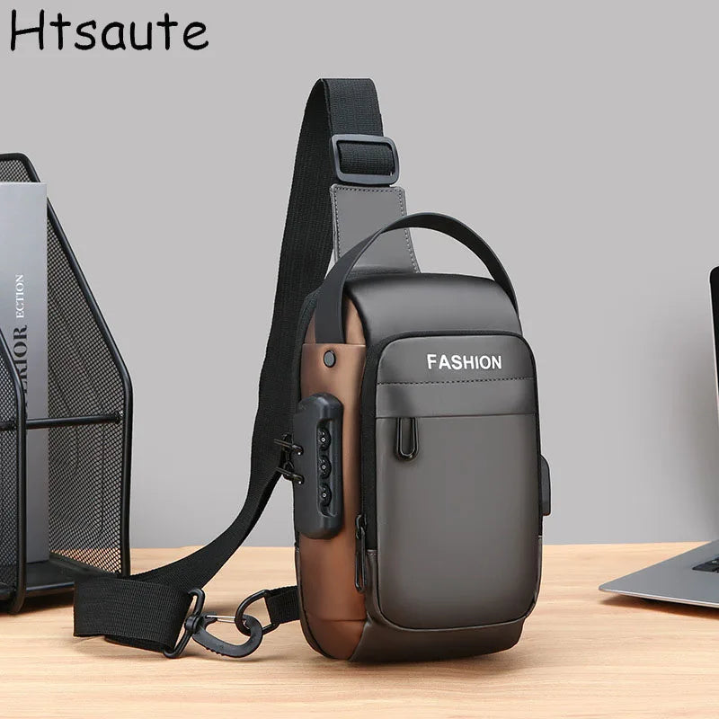 Men Anti Theft Chest Bag Shoulder Bags USB Charging Crossbody Package School Short Trip Messengers Bags Men's Oxford Sling Pack