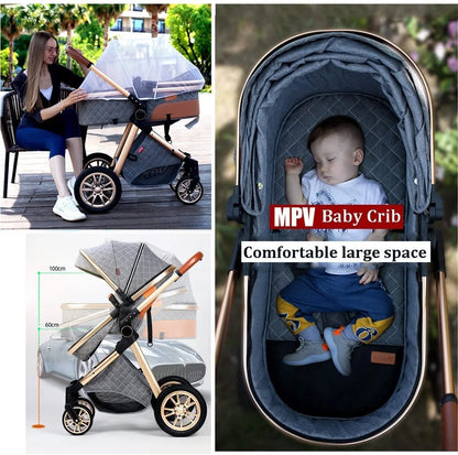 New Baby Stroller 3 in 1 High Landscape Stroller Reclining Baby Carriage Foldable Stroller Baby Bassinet Puchair Newborn