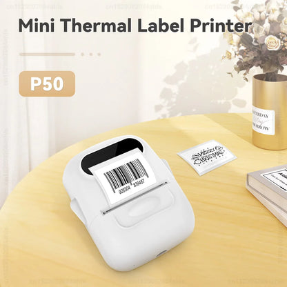 Portable Mini Printer P50 Thermal Label Printer Bluetooth Adhesive Sticker Printer for Mobile PC Computer Similar as B21 Printer