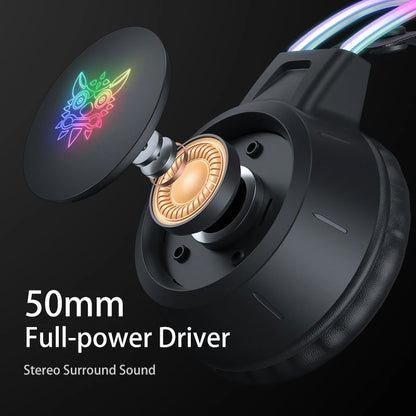 ONIKUMA RGB Gaming Headphones with HD Flexible Mic 3.5mm Gaming Headsets For PC Xbox PS4 PS5 Switch Computer Games