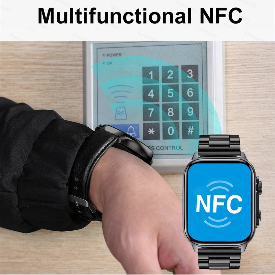 2024 NFC Smartwatch AMOLED Screen Always show Time Bluetooth Call Ultra Watch Series 8 Clock Men Sport Health Women Smart Watch