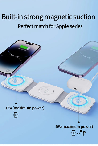 3 in 1 Charging Station for iPhone 15/14/13/12 Series, Travel Charger for Multiple Devices for AirPods 3/2/Pro,Apple Watch Serie