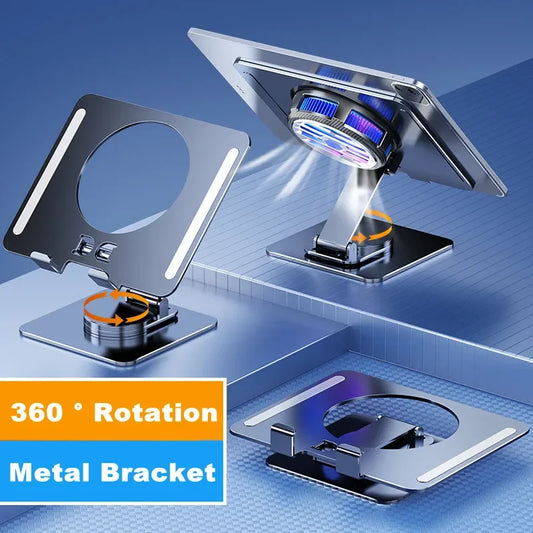 Z36 Aluminum Alloy Flat Folding rotation Bracket for IOS IPad Android Tablet Universal Stand w/ Magnetic Semiconductor Radiator