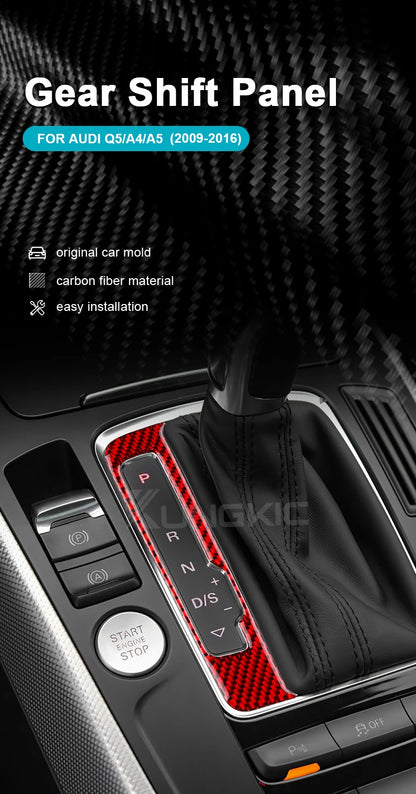 Real Soft Carbon Fiber Sticker For Audi A4 A5 Q5 2009 2010 2011 2012 2013 2014 2015 2016 Gear Shift Panel Interior Accessories