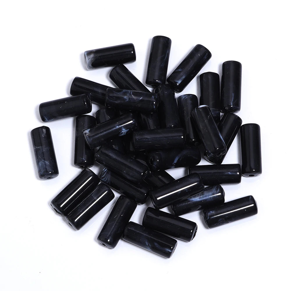 50pcs/lot Acrylic Beads Cylinder Shape Imitation Stone Tube Spacer Beads for Jewelry Making DIY Necklace Pendant Accessories