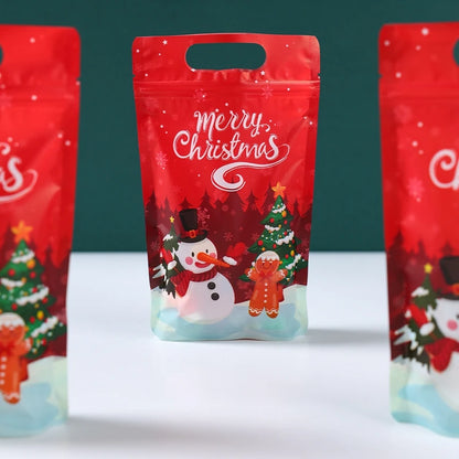 Christmas Penguin Santa Zipper Stand Bag Navidad Natal Noel Candy Cookie Bag Merry Christmas Decor For Home 2024 New Year 2025