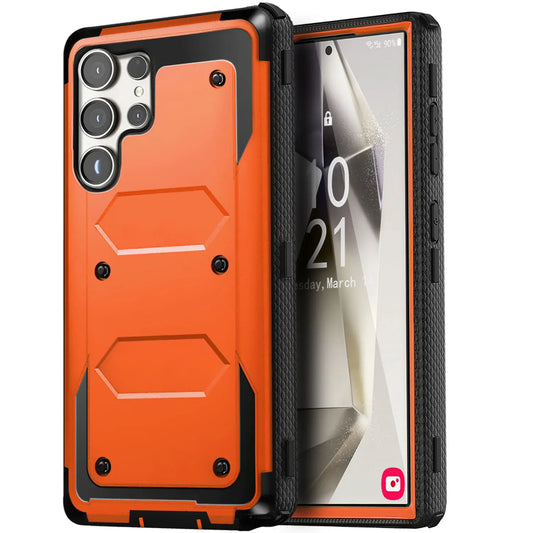 For Samsung Galaxy S24/S24+/S24 Plus/S24 Ultra 5G Phone Case Shockproof Protective Heavy Duty Rugged Hybrid Cover Orange