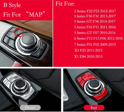 For BMW 1 2 3 4 5 6 7 Series X1 X3 X4 X5 X6 F10 F30 F15 F16 5pcs Aluminium Alloy iDrive Center Multimedia Buttons Cover Trim