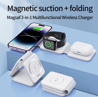 3 in 1 Charging Station for iPhone 15/14/13/12 Series, Travel Charger for Multiple Devices for AirPods 3/2/Pro,Apple Watch Serie