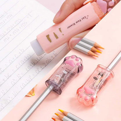 4pcs Cute Stationery Set,Kawaii School Supplies, 2 Retractable Erasers And 2 Pencil Sharpeners,Kawaii Office School Supplies