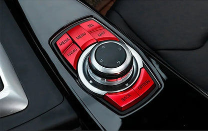 For BMW 1 2 3 4 5 6 7 Series X1 X3 X4 X5 X6 F10 F30 F15 F16 5pcs Aluminium Alloy iDrive Center Multimedia Buttons Cover Trim