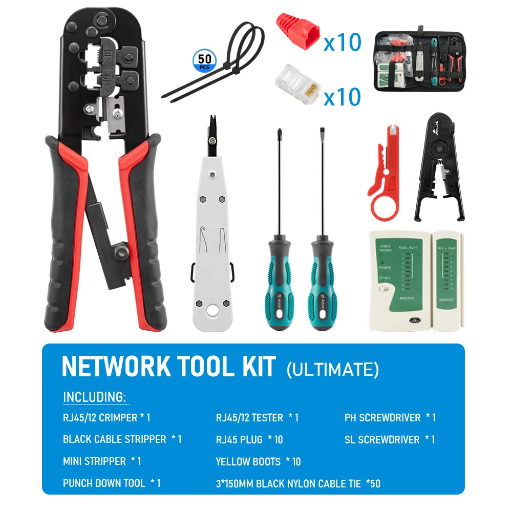 RJ45 Crimper RJ11 RJ45 Crimping Tool Ethernet Network LAN Cable Crimper Cutter Stripper Plier for 6P 8P RJ11 RJ12 RJ45