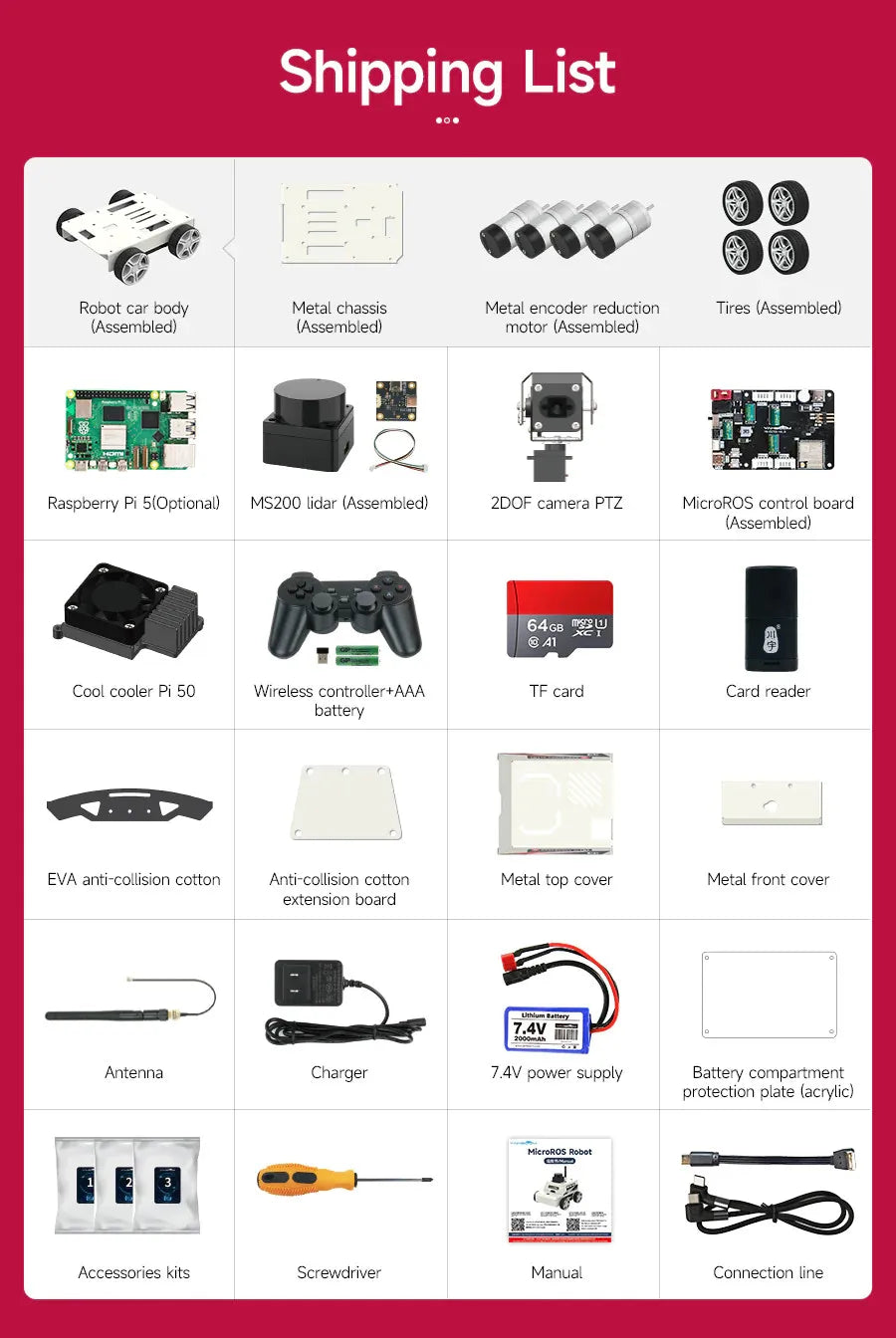 MicroROS-Pi5 ROS2 Robot Car for Raspberry Pi 5 (ROS2-HUMBLE + Python3)