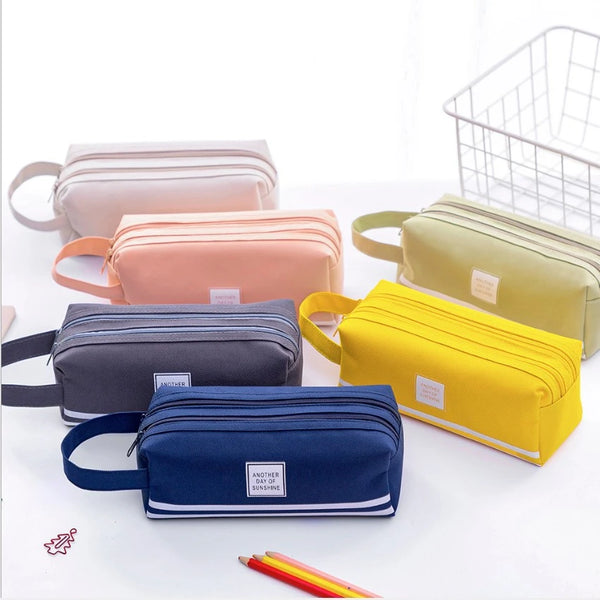 Astuccio portapenne a doppio strato con cerniera, astuccio portapenne, grande capacità, lavabile, per cancelleria, scuola, ufficio