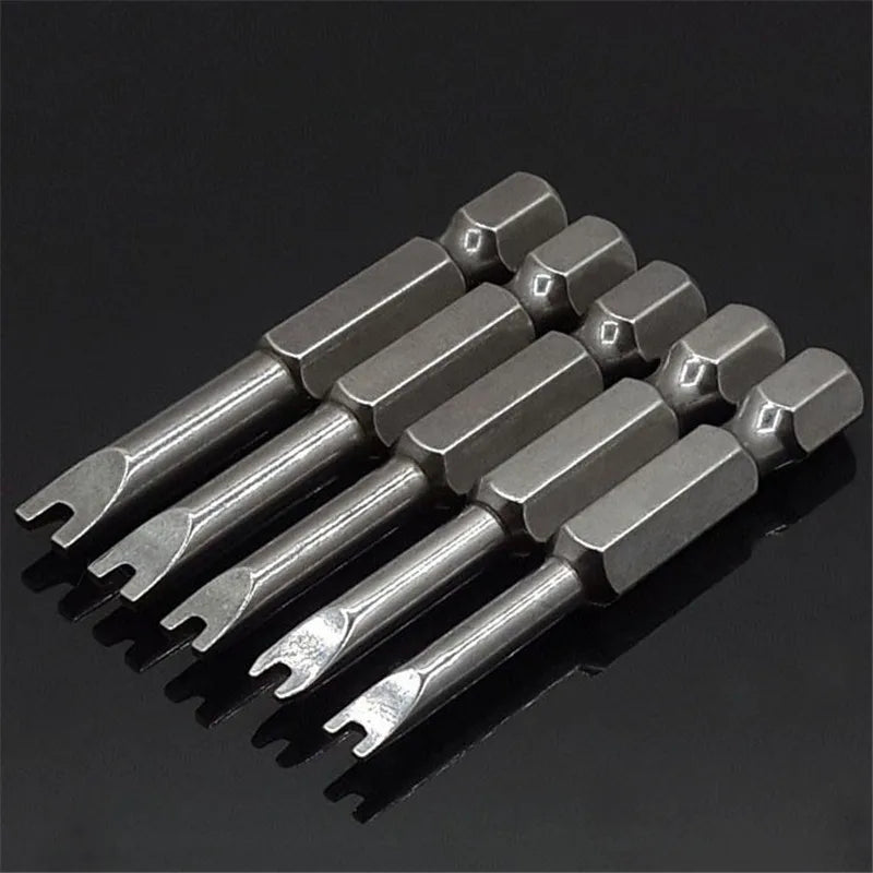 5Pcs 1/4 Inch Shank Hex Magnetic U Shaped Screwdriver Bits 50mm Length Long Spanner Screw Driver U4-U8 for Hand Tools