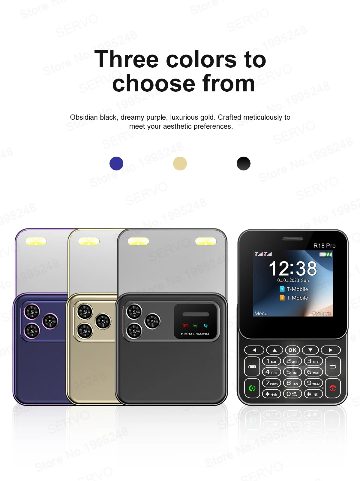 SERVO R18 PRO Side Slider Phone 2G Network 2 SIM Cards Magic Voice FM Rotation Display Compact Keyboard Mobile Phones New Style