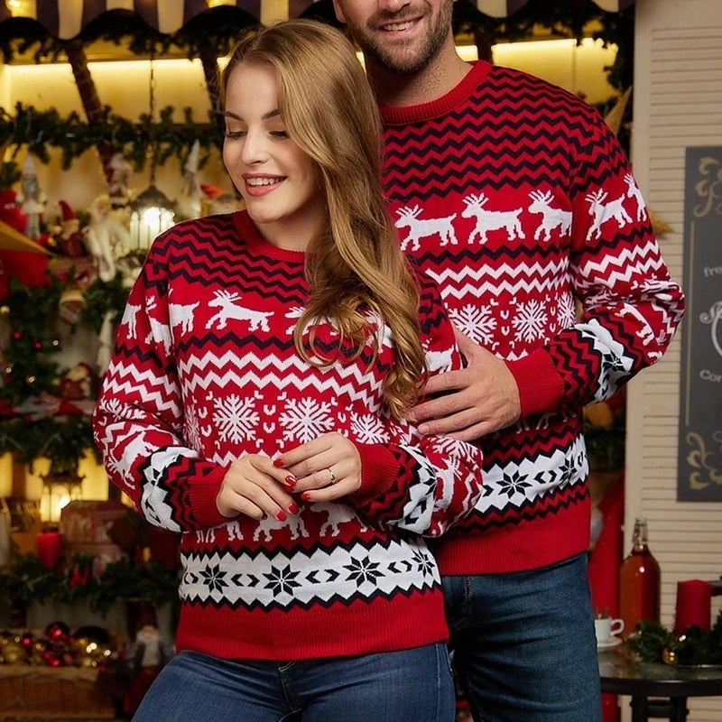 2024 New Family Christmas Matching Sweaters Women Men Kids Warm Thick Jumper Parent-child Soft Casual Pullover Xmas Look Clothes