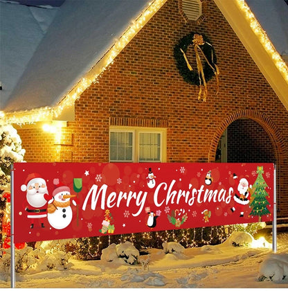 Christmas Outdoor Banner Flag Merry Christmas Decoration for Home 2024 Xmas Ornament Navidad Natal Noel Gift Happy New Year 2025