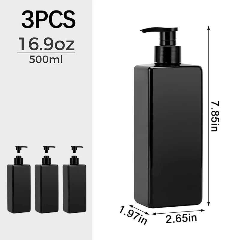 Bathroom Refillable Liquid Square Bottle Dispenser Lotion Containers With Labels Dish Soap Body Wash Dispenser 500ml