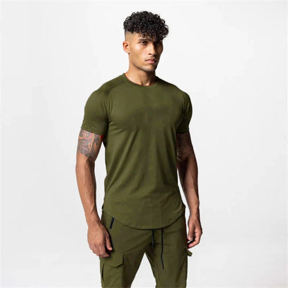 2023 New Gym Muscle Fitness T Shirt Brand Men Outdoor Mesh breathable Streetwear short Sleeve Male Summer Bodybuilding Tee Tops