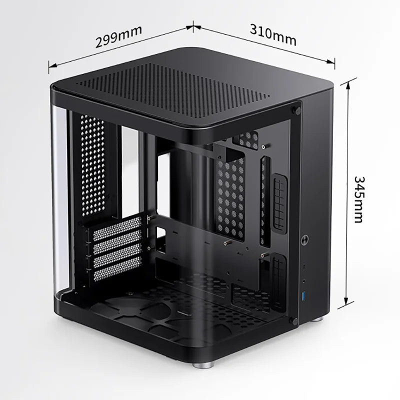 JONSBO TK-1 2.0 M-ATX Case Mini PC Case Ring Tempered Glass Side Penetration E-sports Seaview Room Desktop Computer Mini Chassis