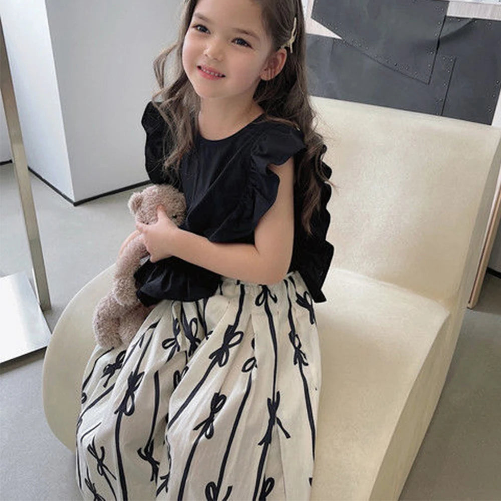 Bear Leader Children  Suit 2023 New Fashion Brand Summer Style Sleeve Shorts Suit For Kids Black T-shirt and White Pants Sets