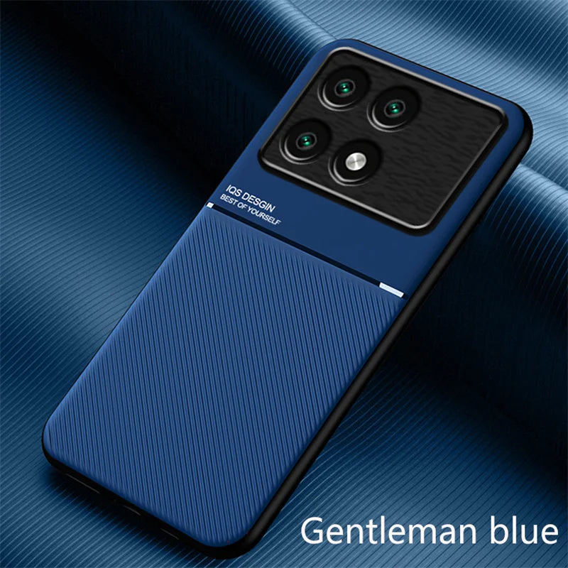 Car Magnetic Holder Leather Cover For Xiaomi Poco X6 Pro 5G Case Silicone Protect Funda Pocox6pro Poko Little X6pro X 6 Pro 6X