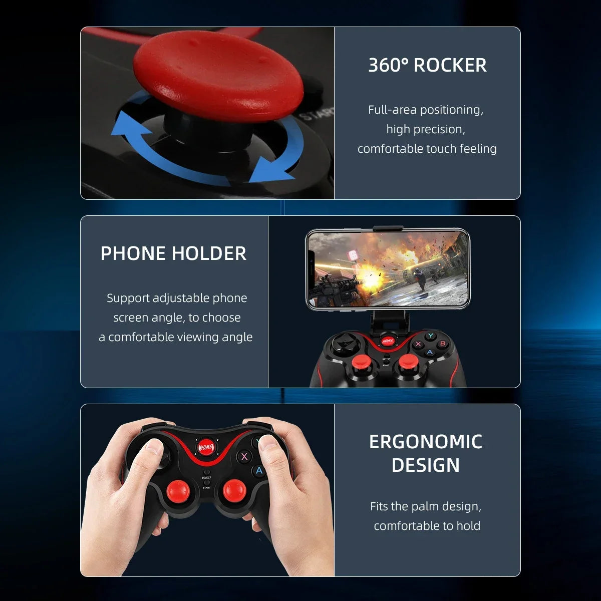 GAMINJA Wireless Bluetooth Gamepad PC Game Controller Gaming Joystick For Android Mobile Phone TV Box Playstation 3 Tablet PC