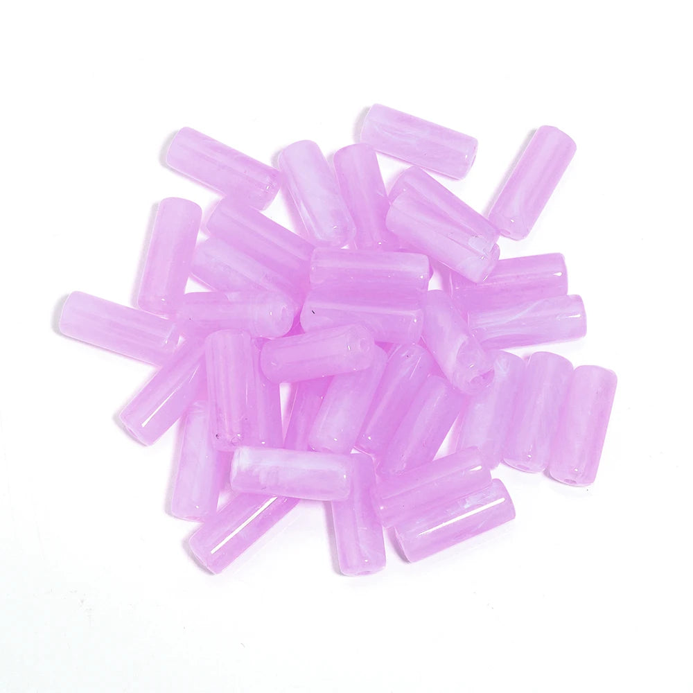 50pcs/lot Acrylic Beads Cylinder Shape Imitation Stone Tube Spacer Beads for Jewelry Making DIY Necklace Pendant Accessories