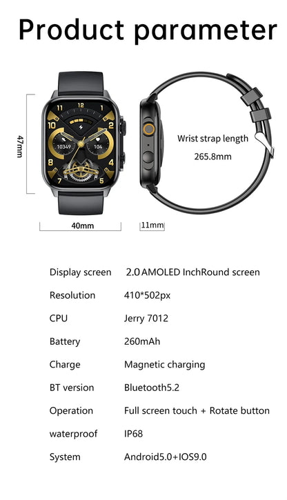 2023 Ultra Smart Watch Men Series 8 47mm 2.0inch High Refresh Rtae AMOLED Screen NFC Bluetooth Call Smartwatche for Apple