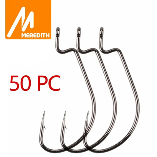 50PC High Strength Crank Hook Barbed Hook Carbon Steel Fishing For Soft Fishing Lure Wide Belly Crank Hooks Fishing Accessories