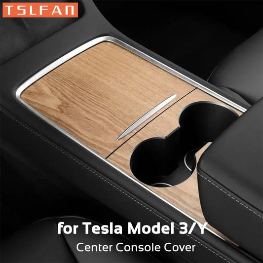 For Tesla Model 3 Y 2021-2023 Center Console Panel Sticker Wood Grain Film Carbon Central Control Cover Car Interior Accessories 